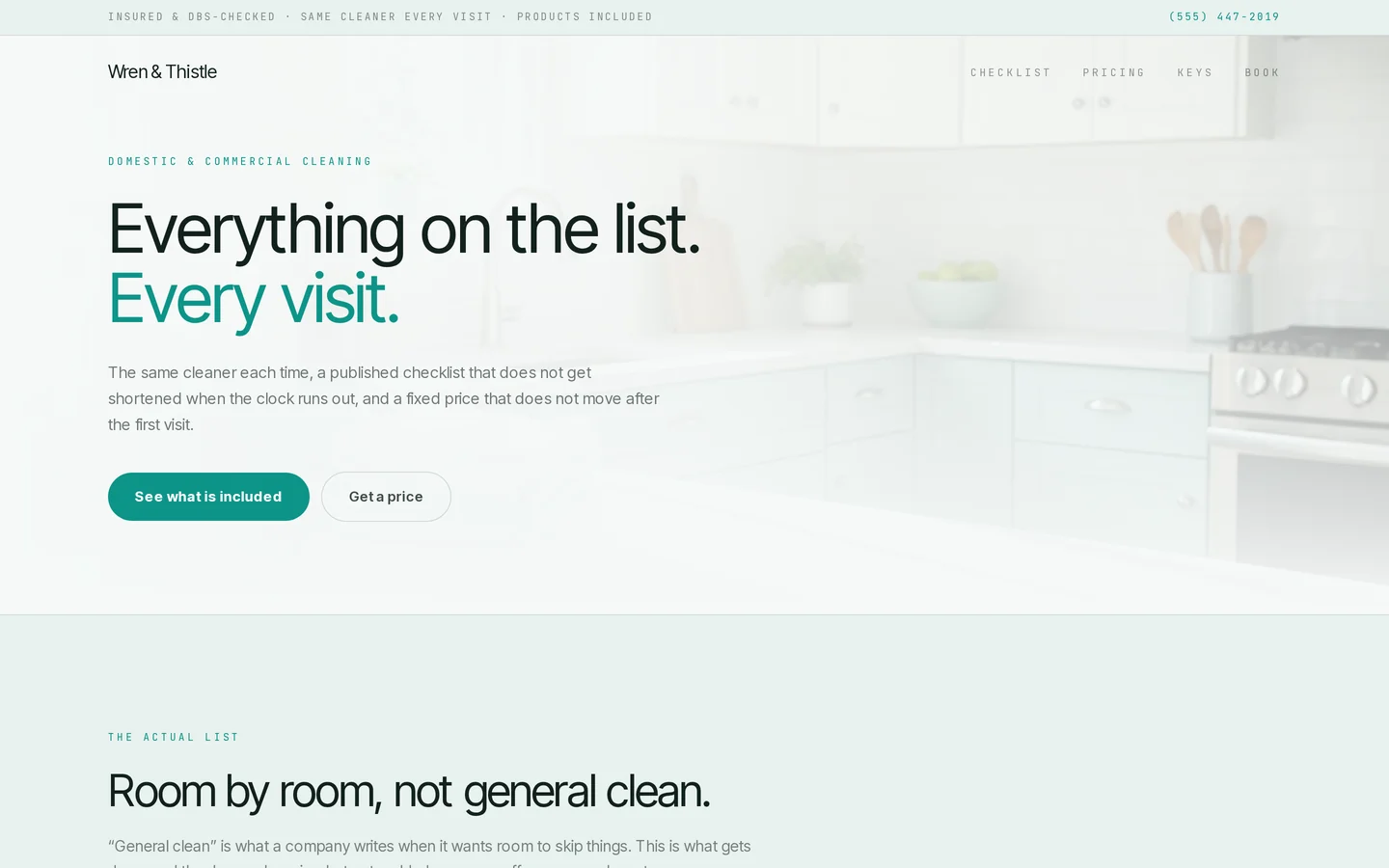 Screenshot of the free cleaning service website template