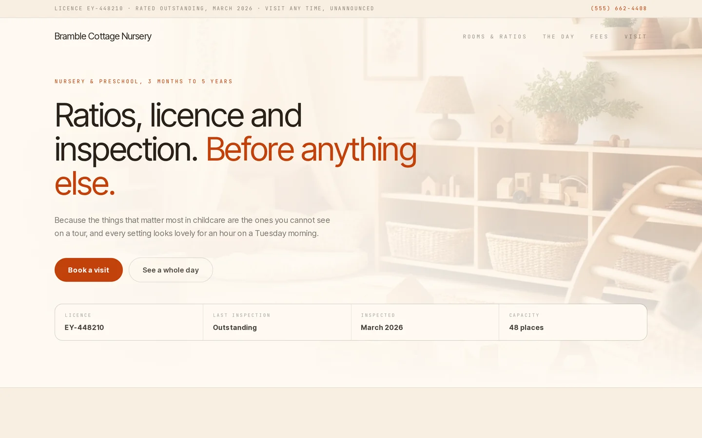 Screenshot of the free daycare website template