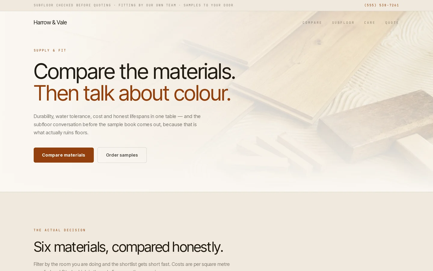Screenshot of the free flooring website template