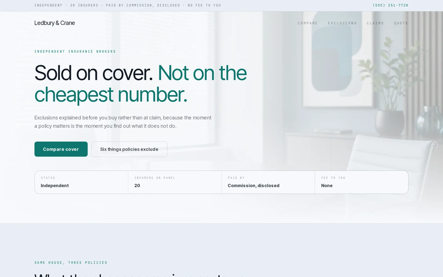 Screenshot of the free insurance agency website template