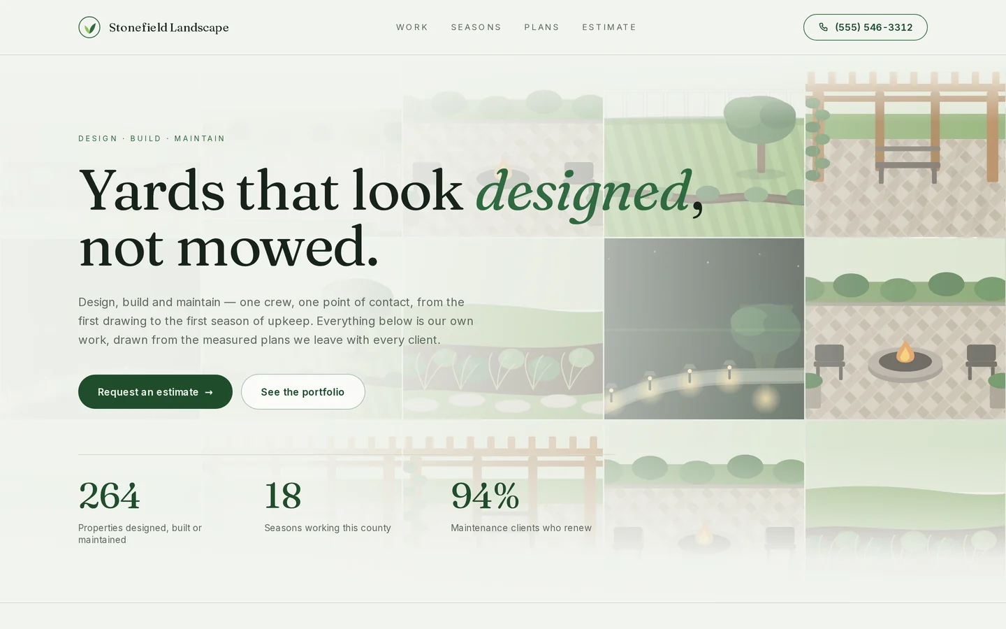 Screenshot of the free landscaping website template