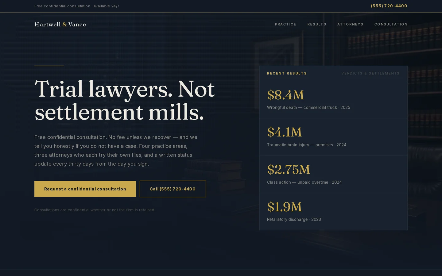Screenshot of the free law firm website template