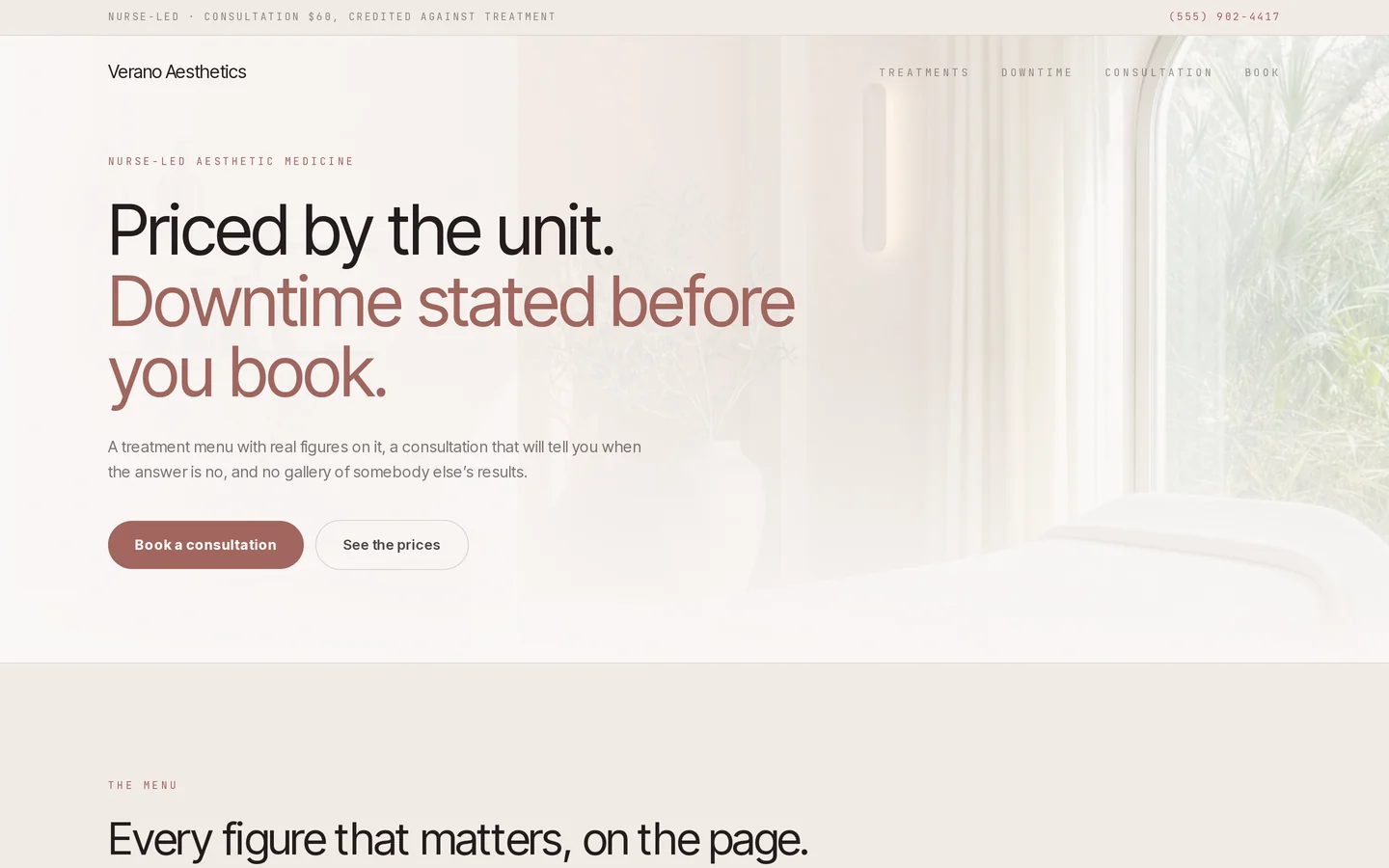 Screenshot of the free med spa website template
