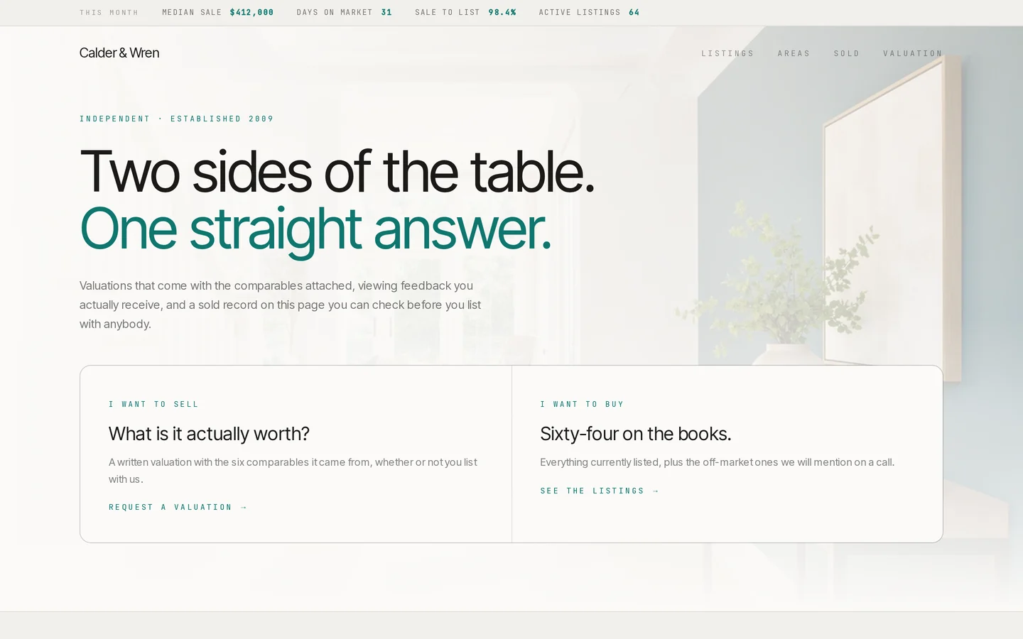 Screenshot of the free real estate agent website template