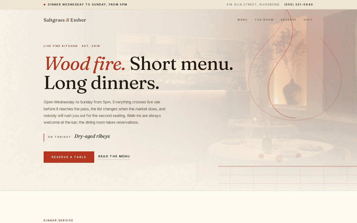 Screenshot of the free restaurant website template